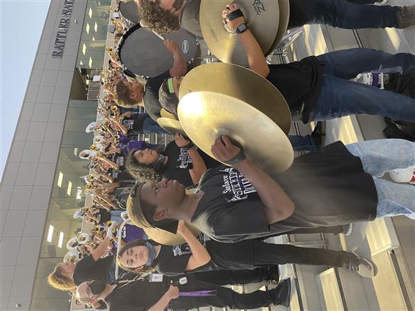 Little Rattler Night: Middle School students in football stands.